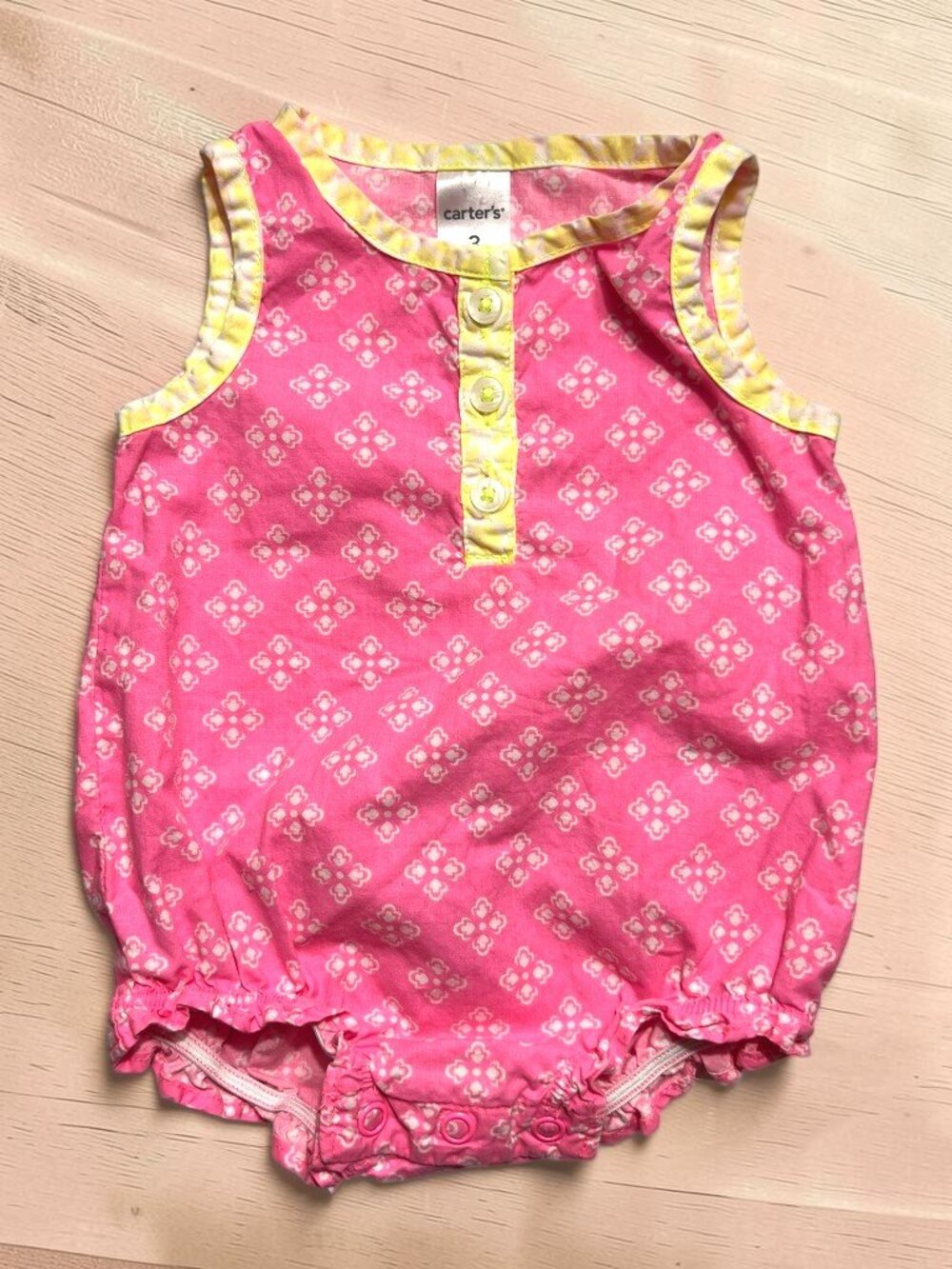 6/$12 💥♻ Carter's Pink/White/Yellow Sleeveless Bodysuit Onesie | Size 3m | 7585